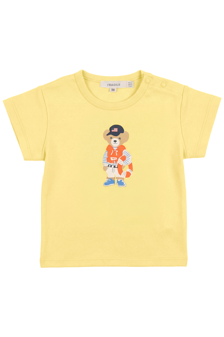 Cotton Short Sleeve Bear Print Tshirt, Main, color, Yellow