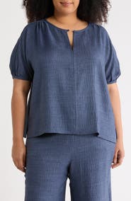 MAX STUDIO Bubble Short Sleeve Top