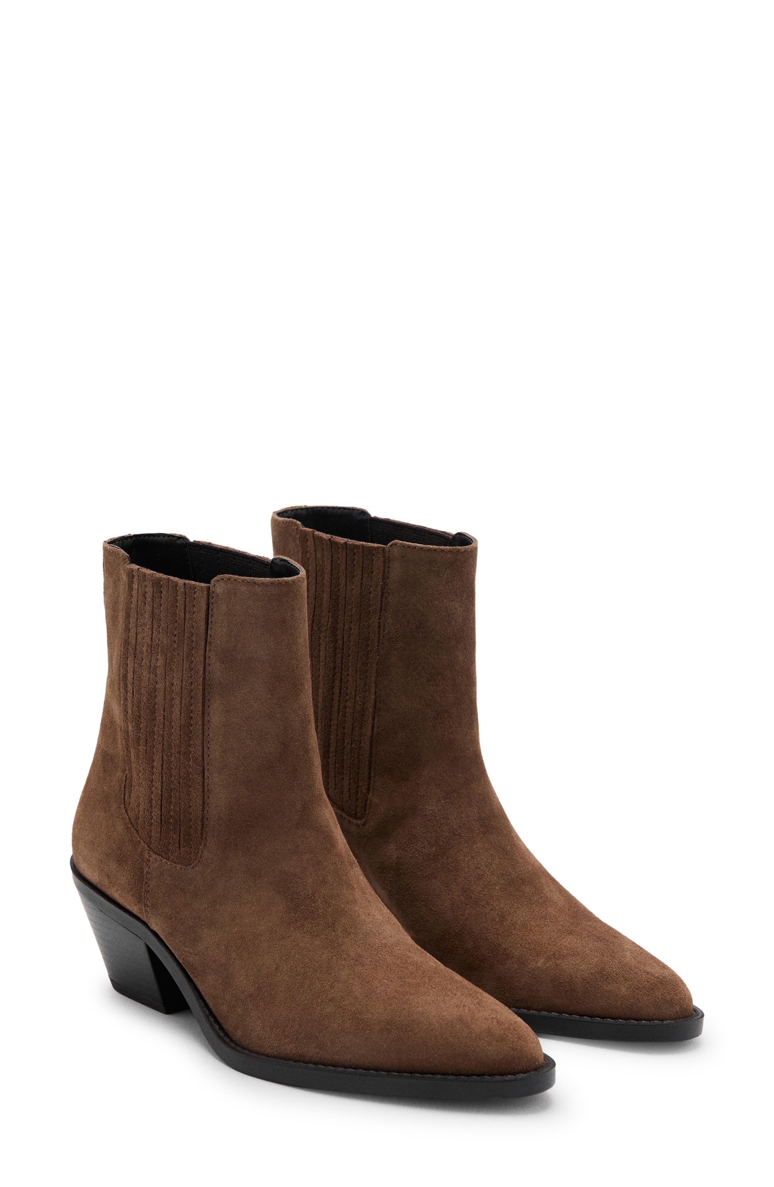 Leather Block Heel Bootie, Main, color, TOBACCO BROWN