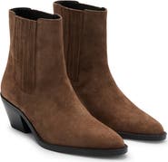 MANGO Leather Block Heel Bootie