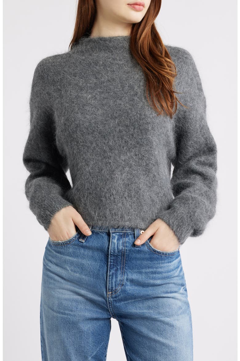 Suri Alpaca Blend Funnel Neck Sweater, Main, color, CHARCOAL