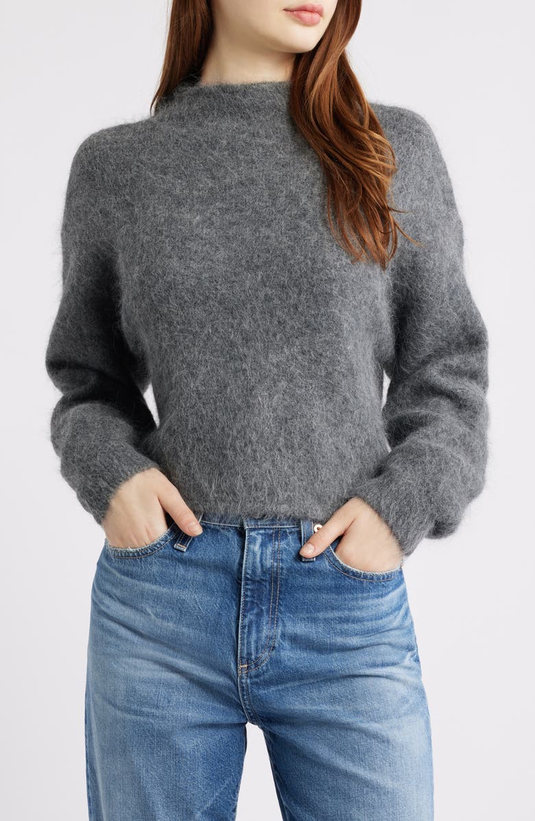Marine Layer Suri Alpaca Blend Funnel Neck Sweater, Main, color, Charcoal