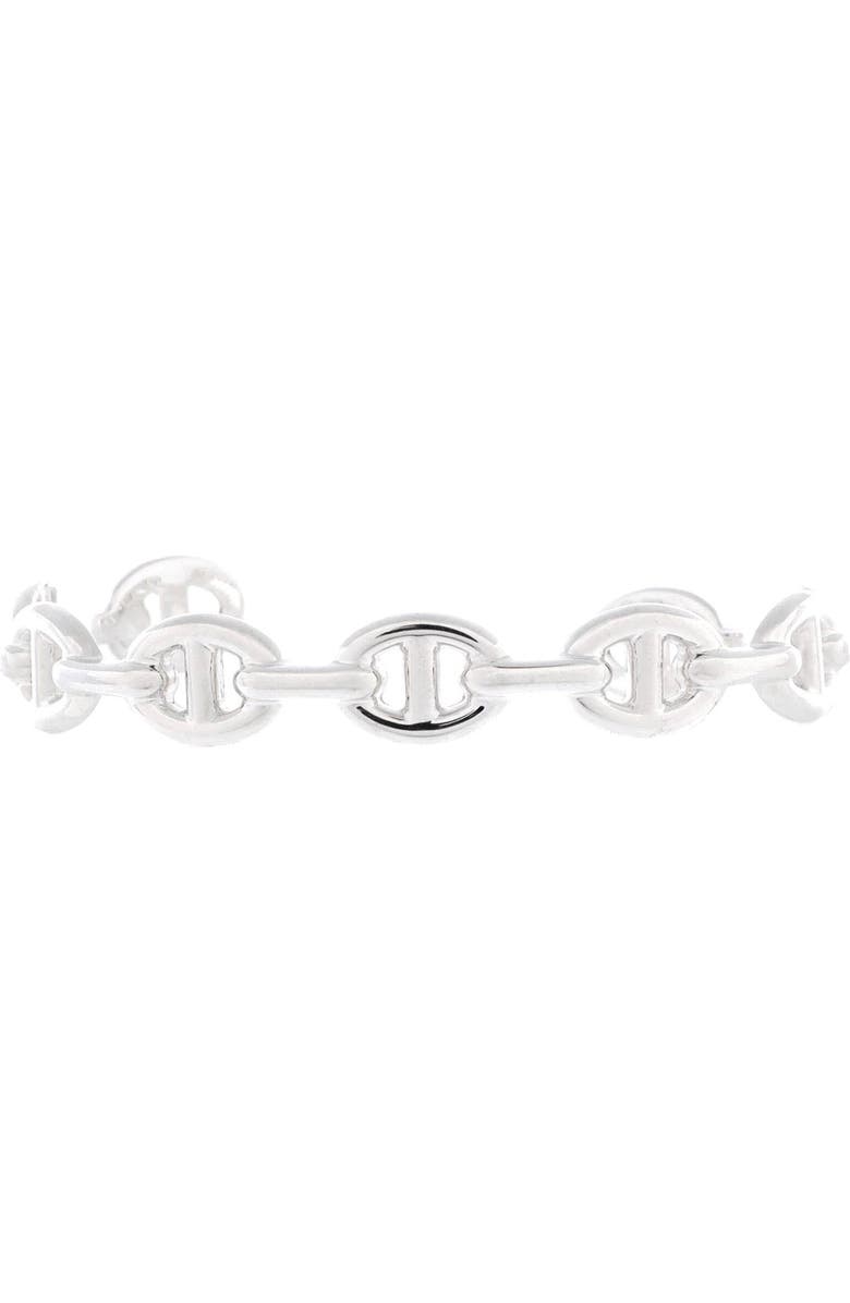 Pre-Owned Hermes Chaine d'Ancre Enchainee Cuff Bracelet Sterling Silver Medium, Main, color, Silver