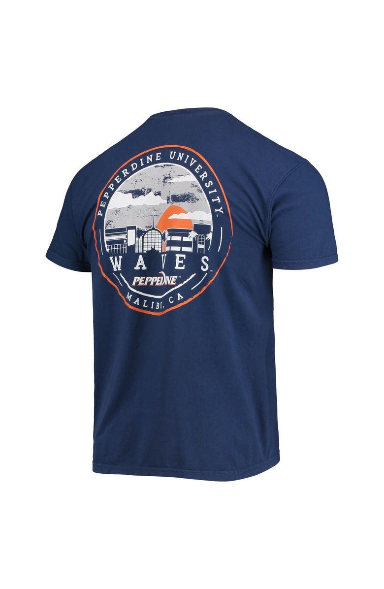 IMAGE ONE Men's Navy Pepperdine Waves Circle Campus Scene T-Shirt, Alternate, color, 