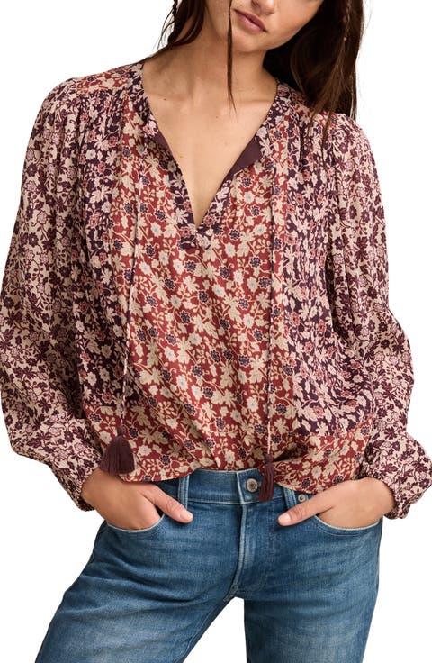 Boho Floral Print Long Sleeve Top