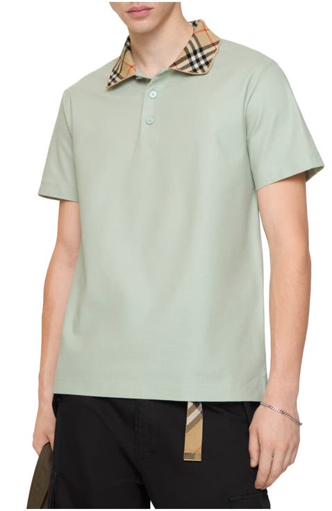 Check Collar Cotton Polo Shirt