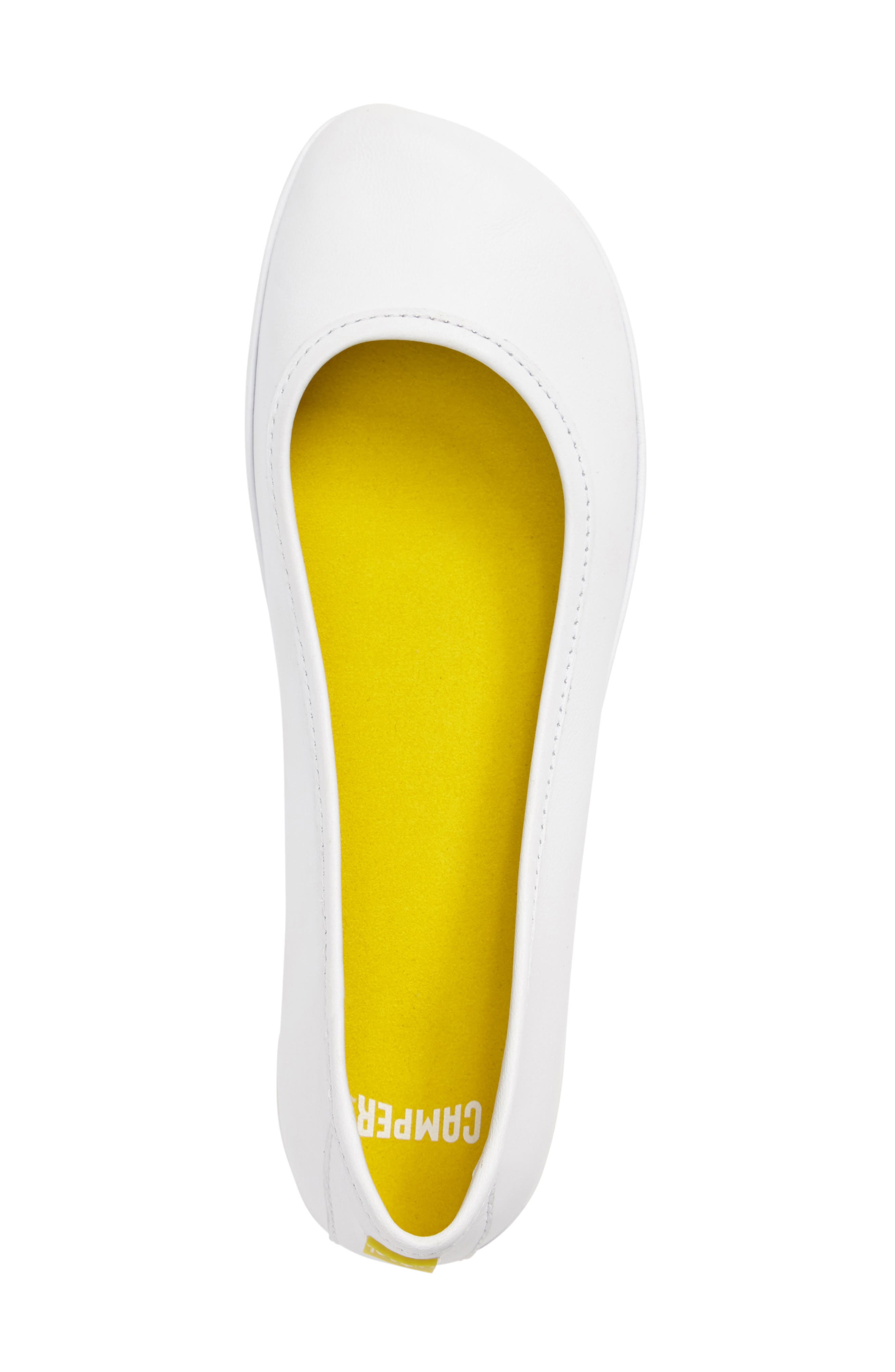 Right Nina Ballet Flat, Alternate, color, WHITE LEATHER