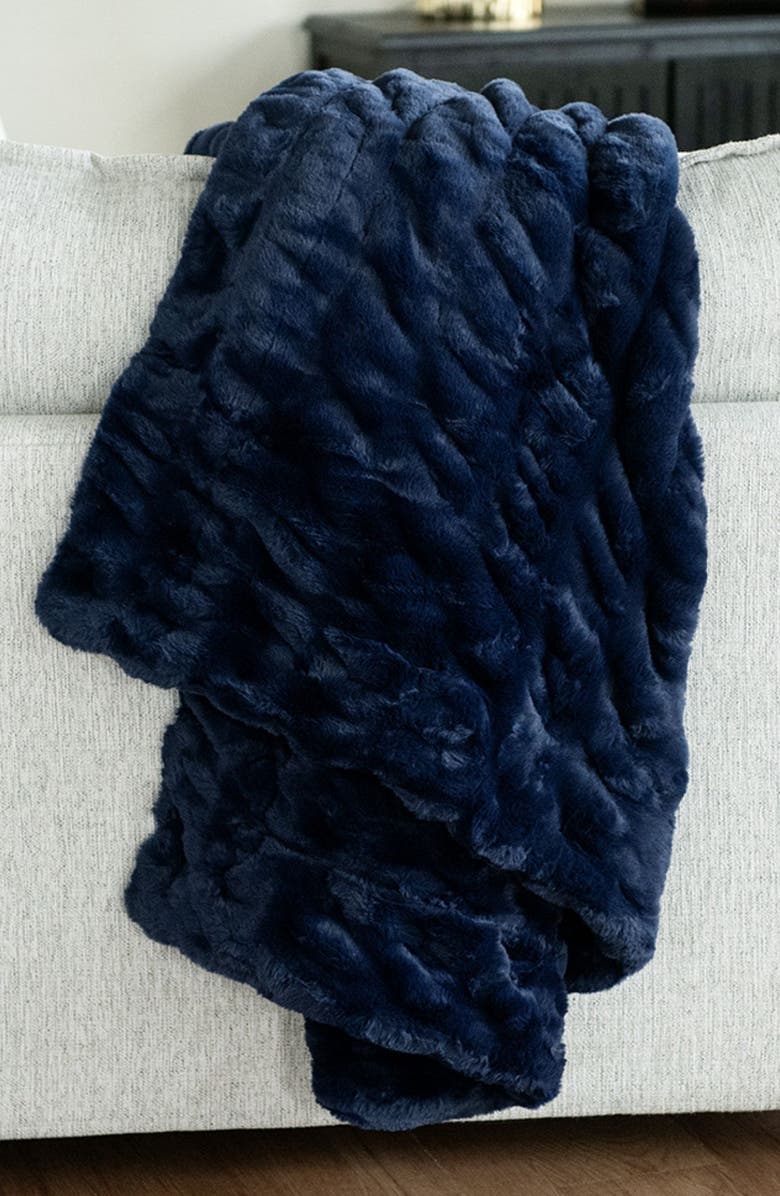 Minky Couture Hugs Navy Blanket, Alternate, color, Navy