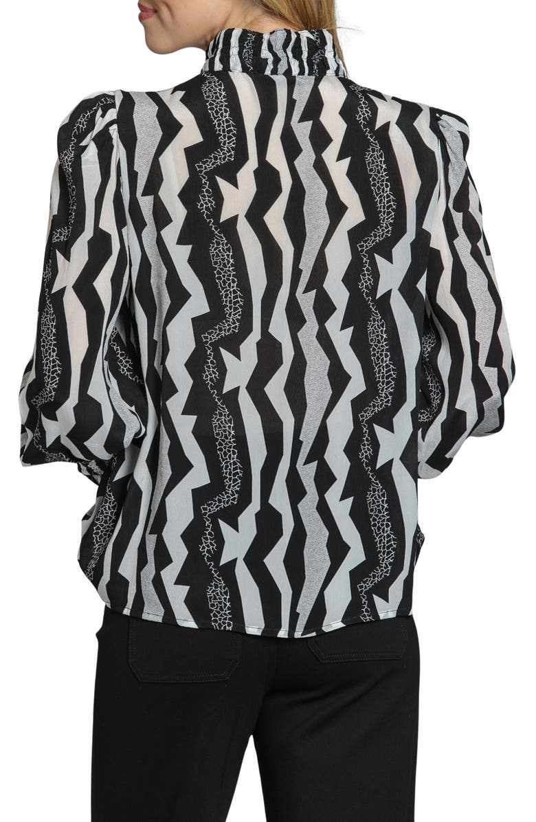 APNY Print High Neck Shirt, Alternate, color, Black/ White