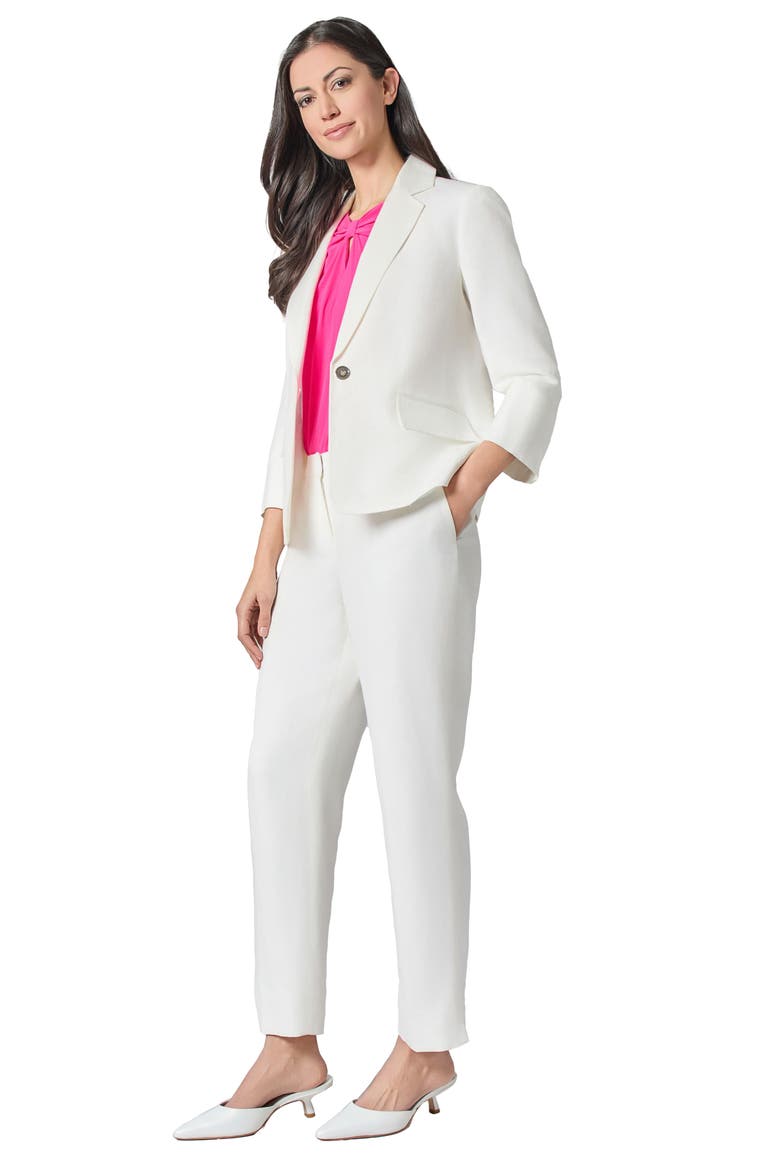 Linen Blend One-Button Blazer, Alternate, color, LILY WHITE