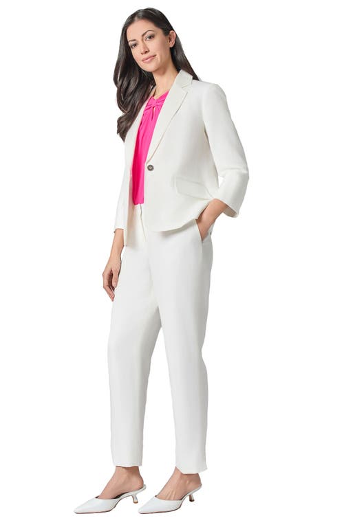 Kasper One Button Linen Blend Blazer In Lily White