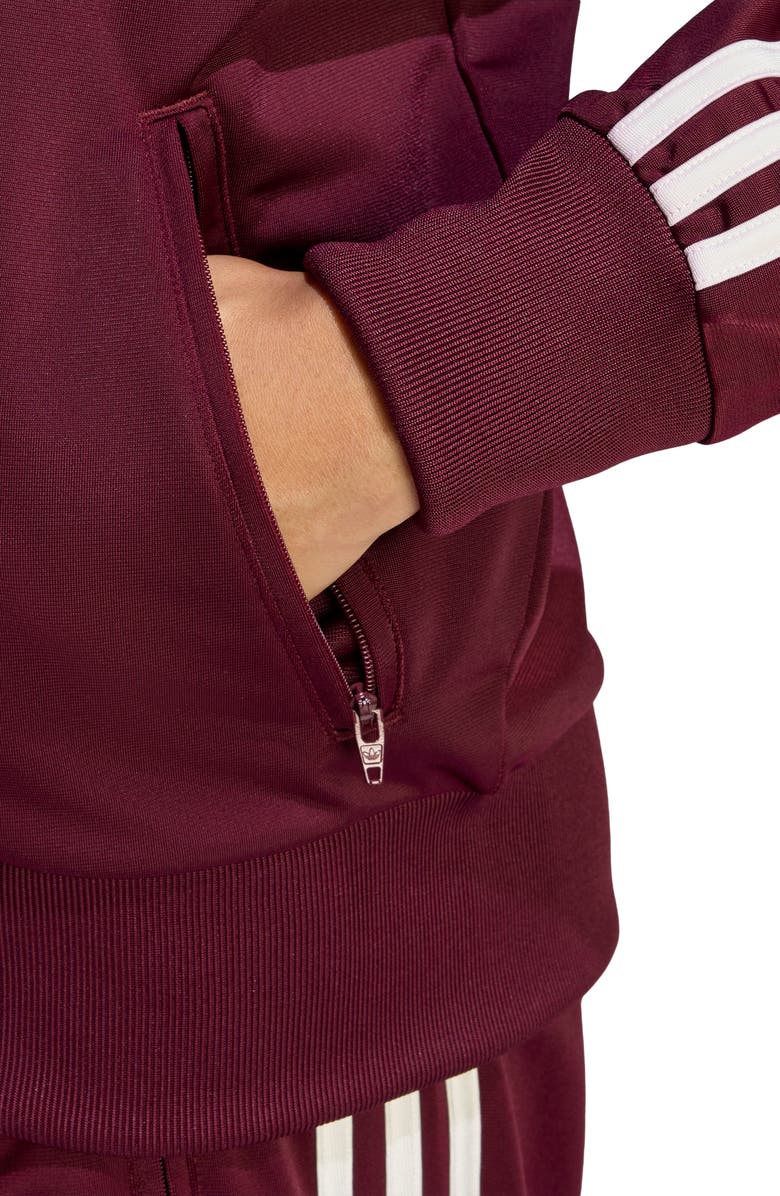 adidas Originals Firebird Loose Fit Recycled Polyester Track Jacket, Alternate, color, Maroon/ Off White/