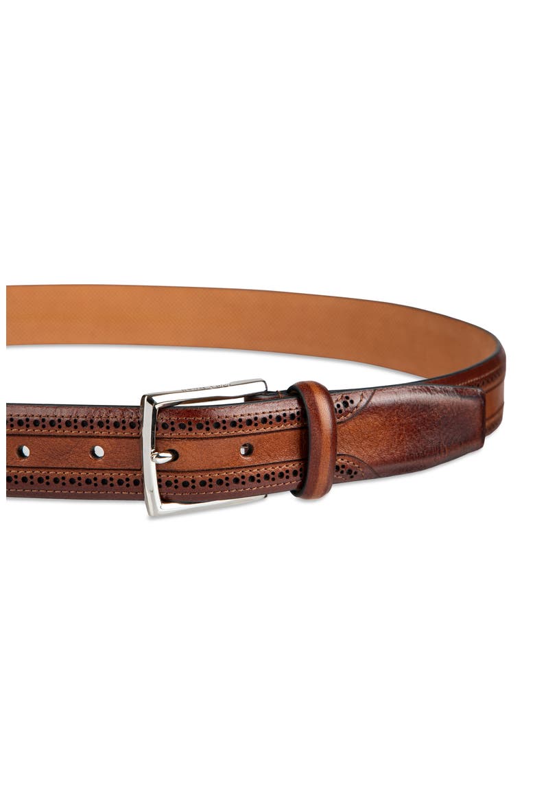 Brogue Leather Belt, Alternate, color, TAN