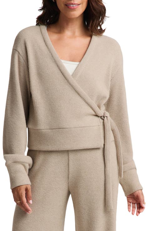 Rest Day Waffle Stitch Wrap Cardigan