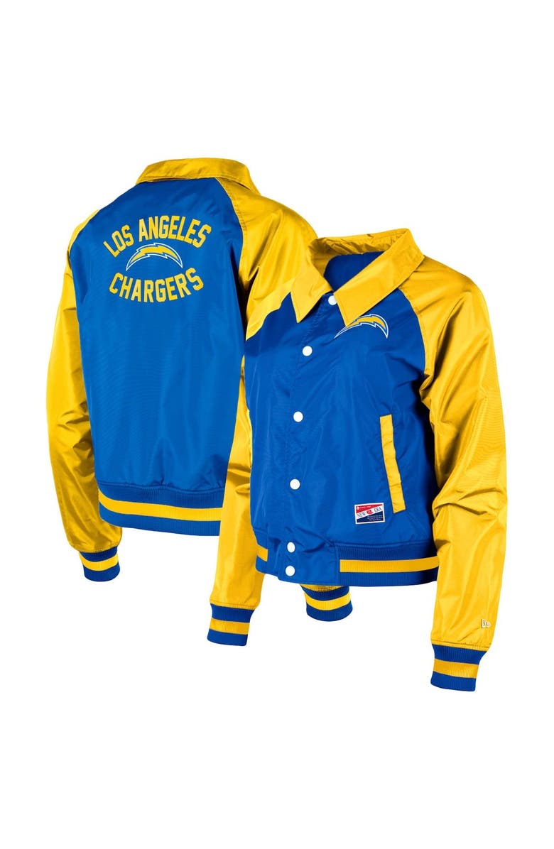 New Era Women's New Era Powder Blue Los Angeles Chargers Coaches Raglan Full-Snap Jacket, Main, color, Powder Blue