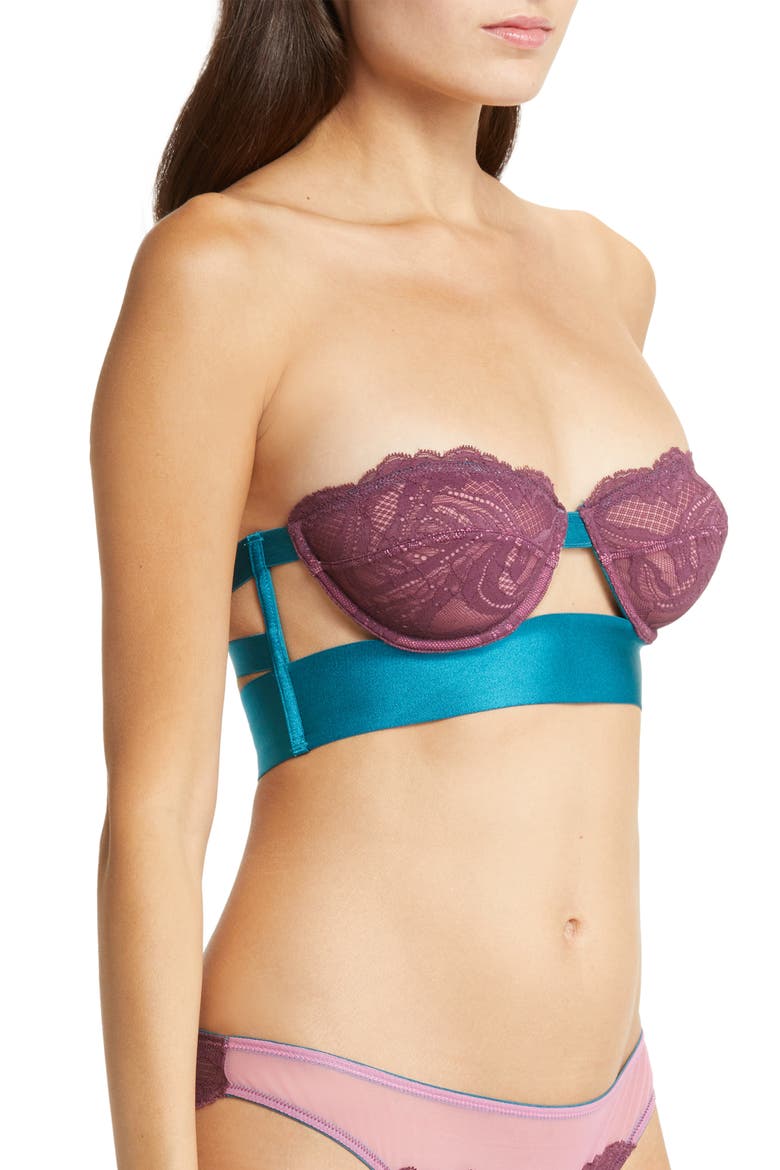 Clementine Lace Strapless Underwire Bra, Alternate, color, WINE