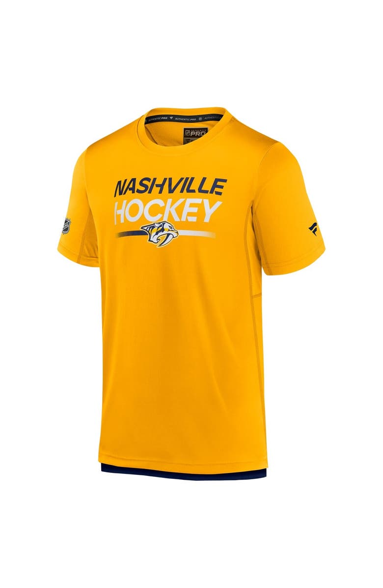 FANATICS Men's Fanatics  Gold Nashville Predators Authentic Pro Tech T-Shirt, Alternate, color, 