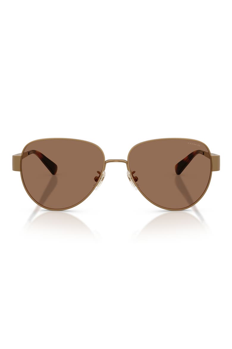 57mm Pilot Sunglasses, Main, color, BRASS / BROWN SOLID