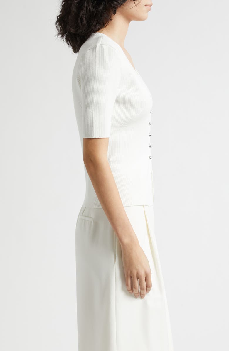 Toccin Charity Button Front Short Sleeve Knit Top, Alternate, color, 