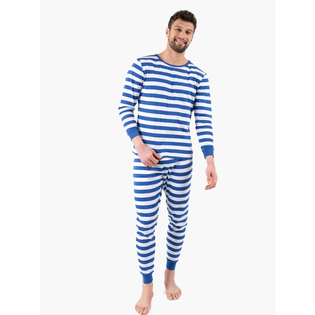 Leveret Cotton Striped Matching Family Holiday Pajamas In Blue
