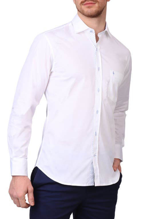 Tailorbyrd Stretch Cotton Button-up Shirt In Dove White