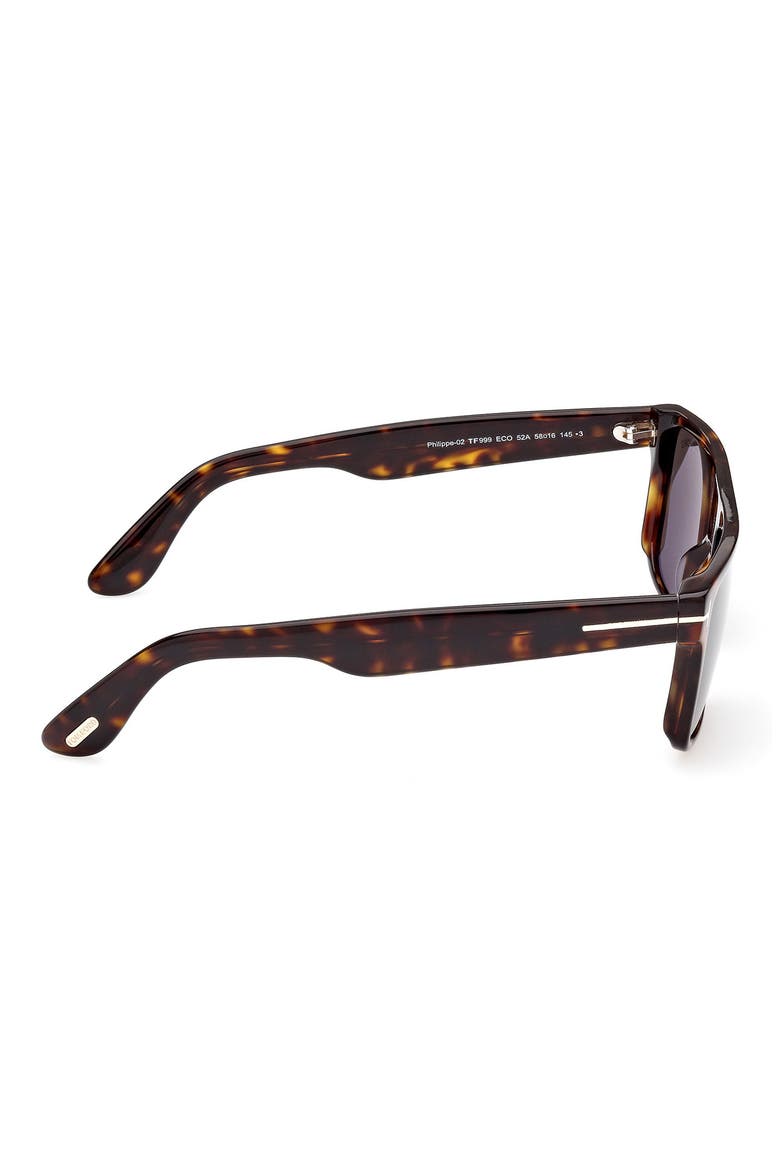 58mm Rectangle Sunglasses, Alternate, color, DARK HAVANA / SMOKE