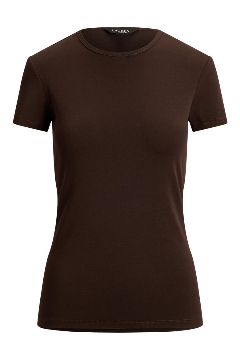 Ribbed Short Sleeve Top, Alternate, color, BROWN