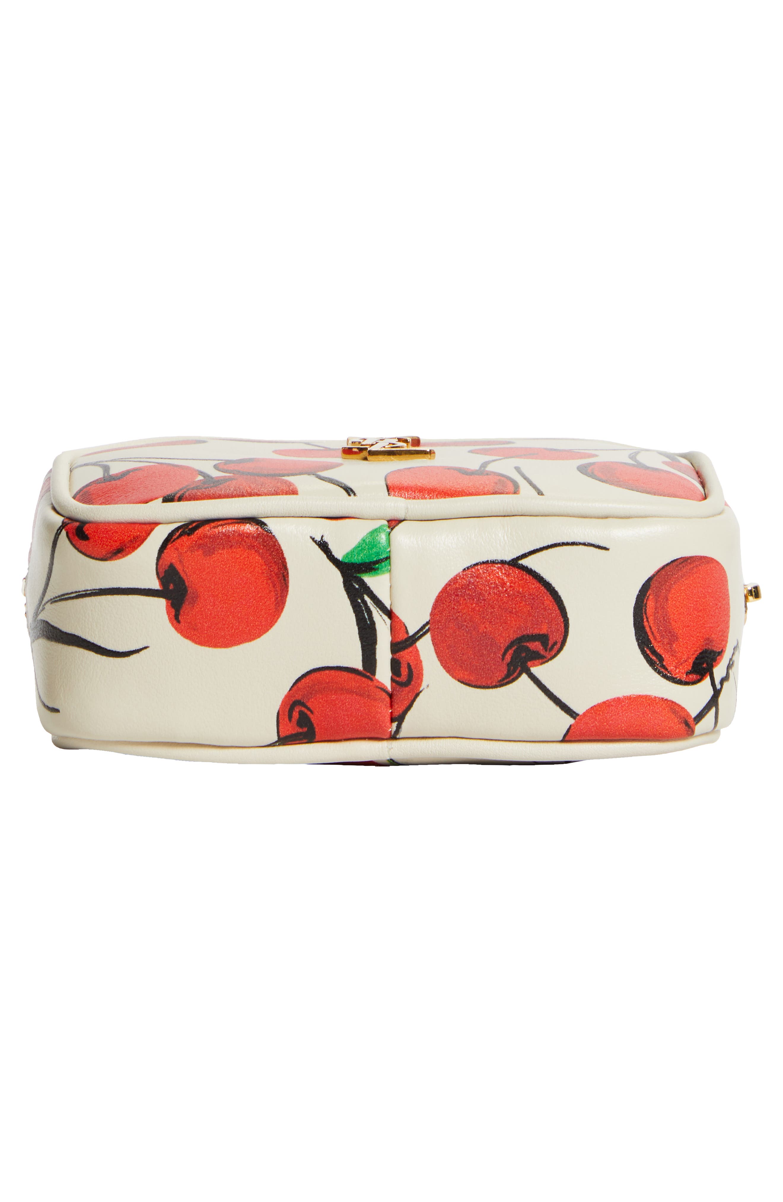 Baby Lou Cherry Print Leather Micro Crossbody Bag, Alternate, color, CREMA SOFT/RED