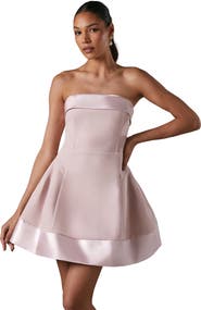 Coast Bandeau Satin Detail Pleated Mini Dress