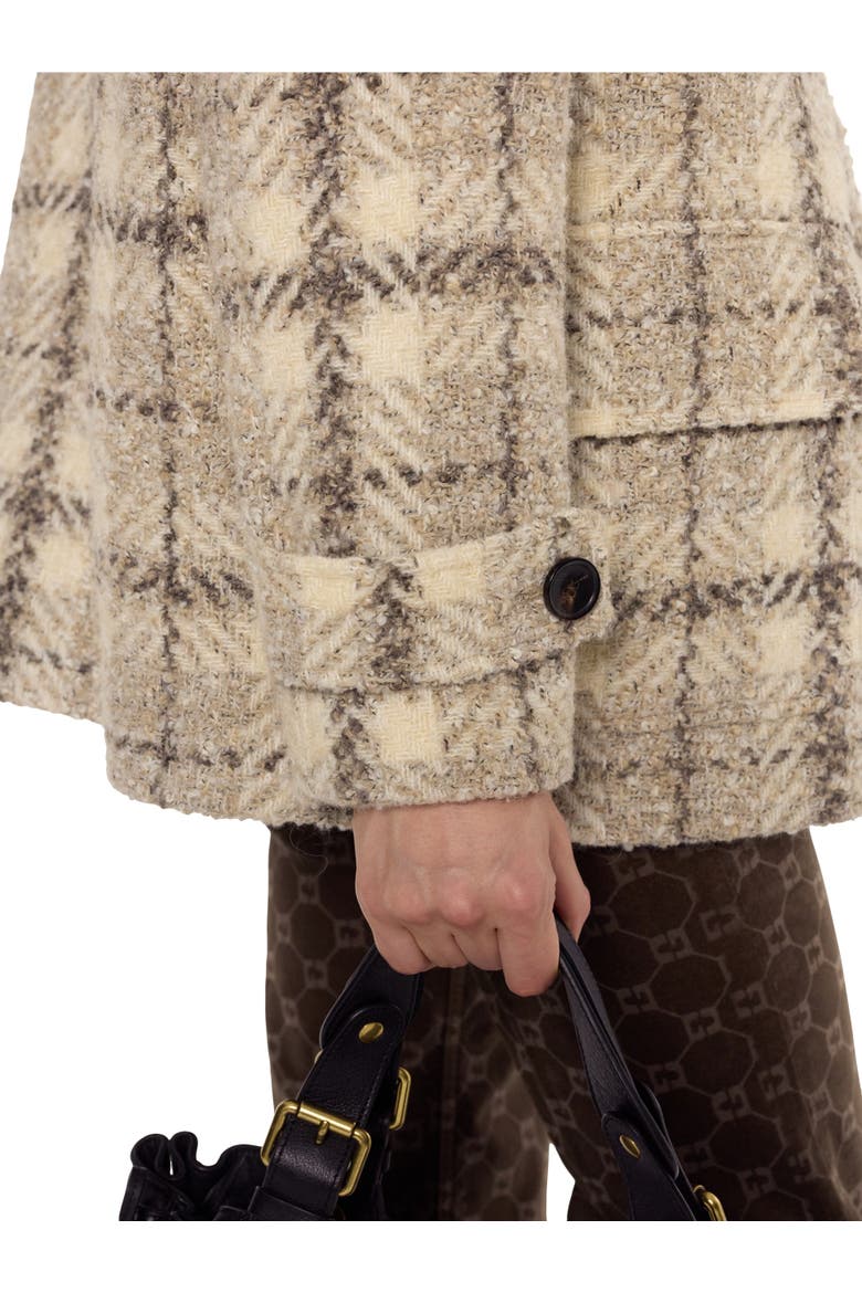 Manuela Oversize Checked Coat, Alternate, color, Natural