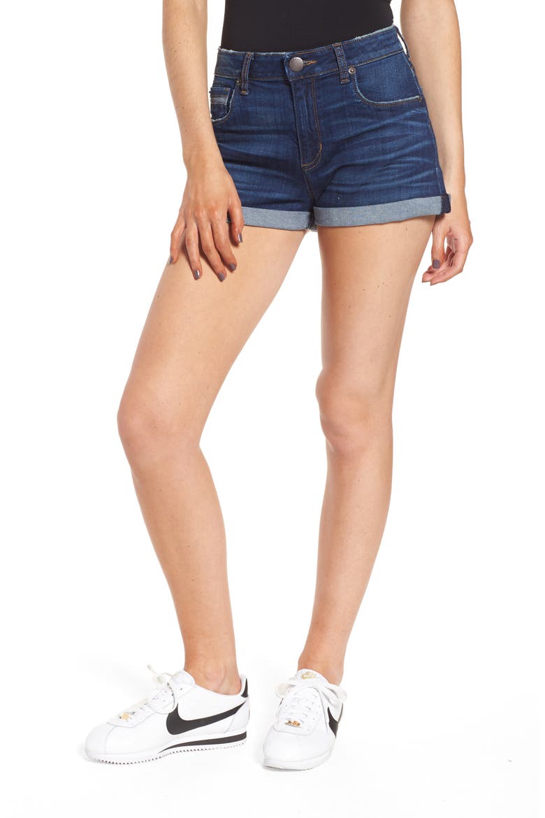 Rose Bowl Cuffed Denim Shorts, Main, color, SAGELAND