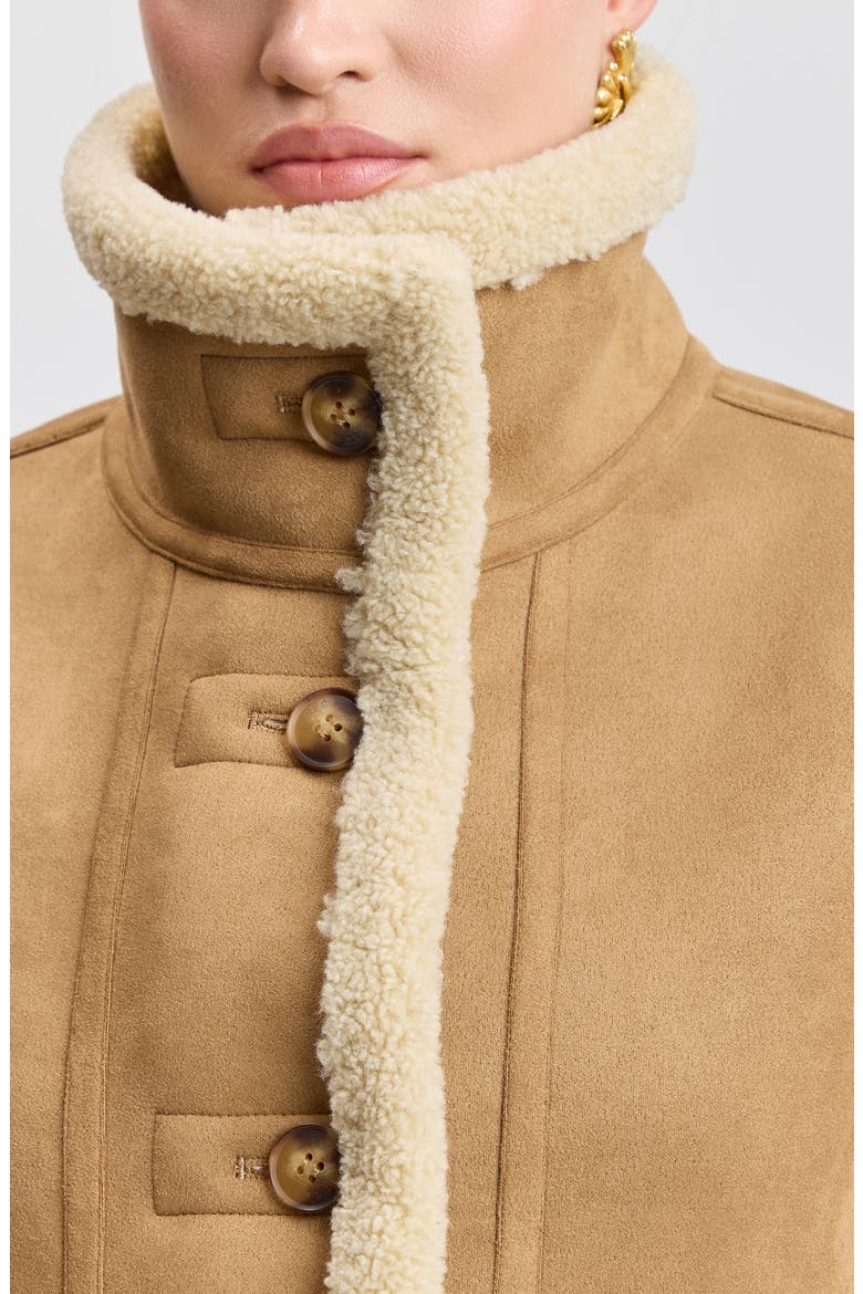 Reversible Faux Shearling Coat, Alternate, color, VANILLA
