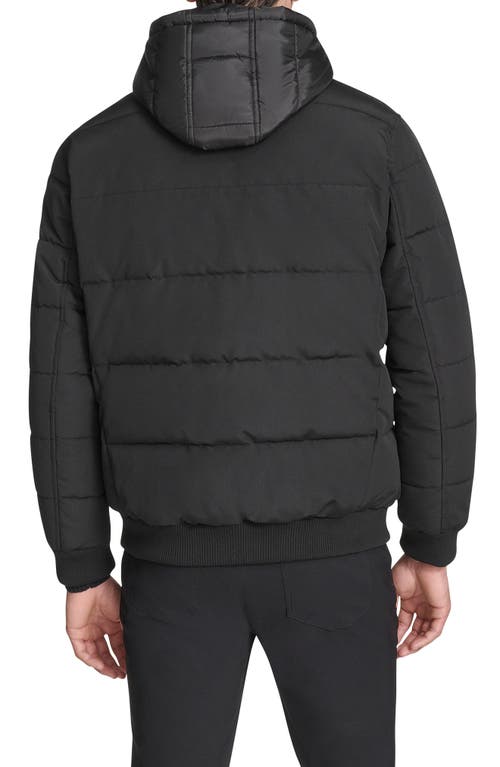 Kenneth Cole New York Oxford Hooded Quilted Bomber Jacket In Black