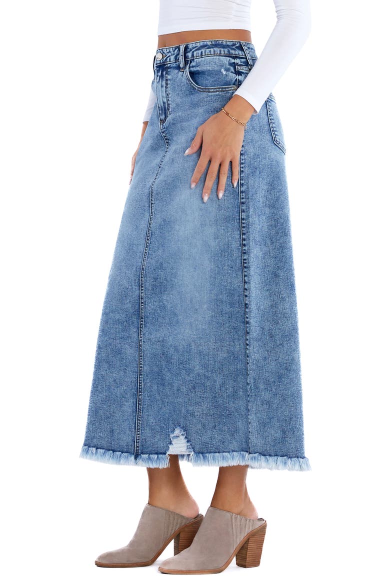 Demolition Frayed Denim Skirt, Alternate, color, CONCRETE DENIM