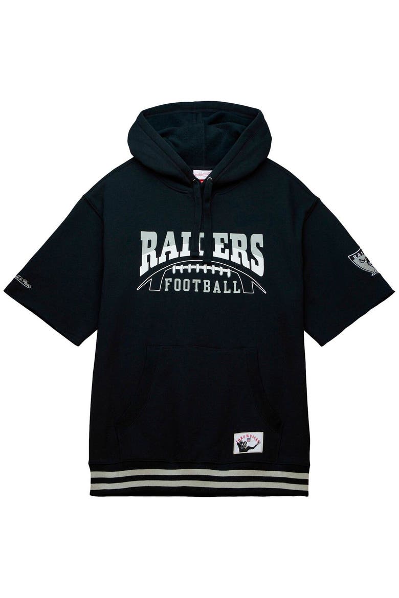 Men's Mitchell & Ness Black Las Vegas Raiders Pre-Game Short Sleeve Pullover Hoodie, Alternate, color, Black