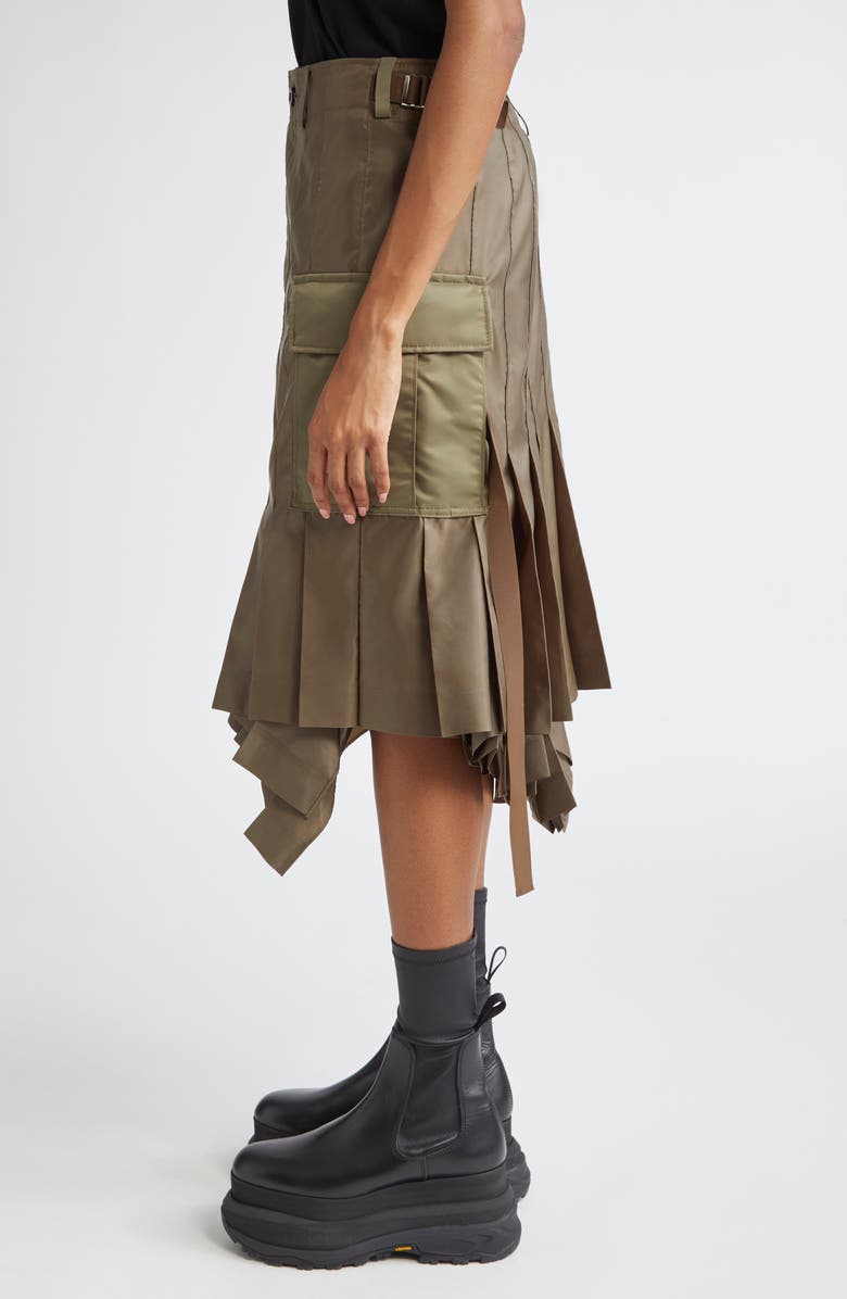 Sacai Pintuck Nylon Twill Cargo Skirt, Alternate, color, 