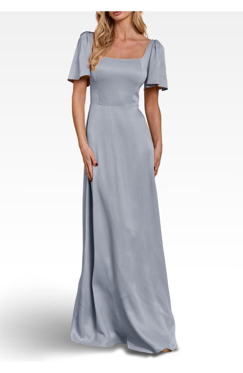 Maids to Measure Clemmie Satin Bridesmaid Dress, Alternate, color, Duck Egg