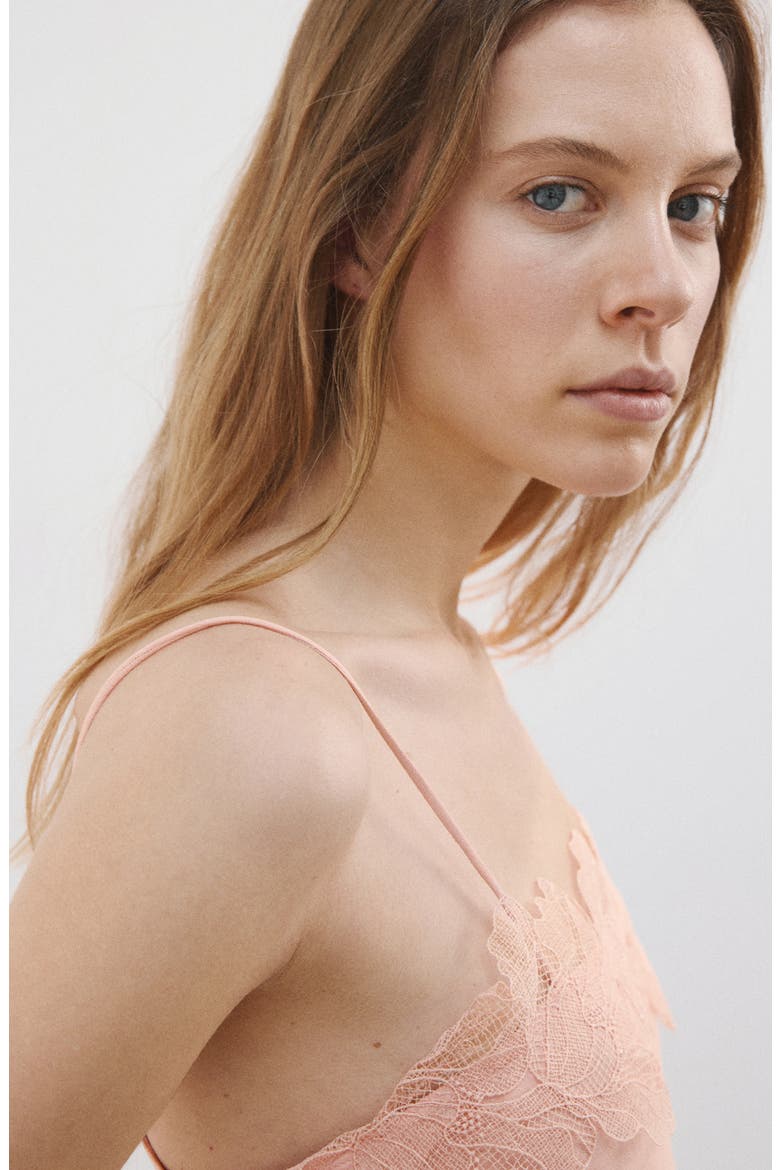 Lace Trim Satin Camisole, Alternate, color, PINK