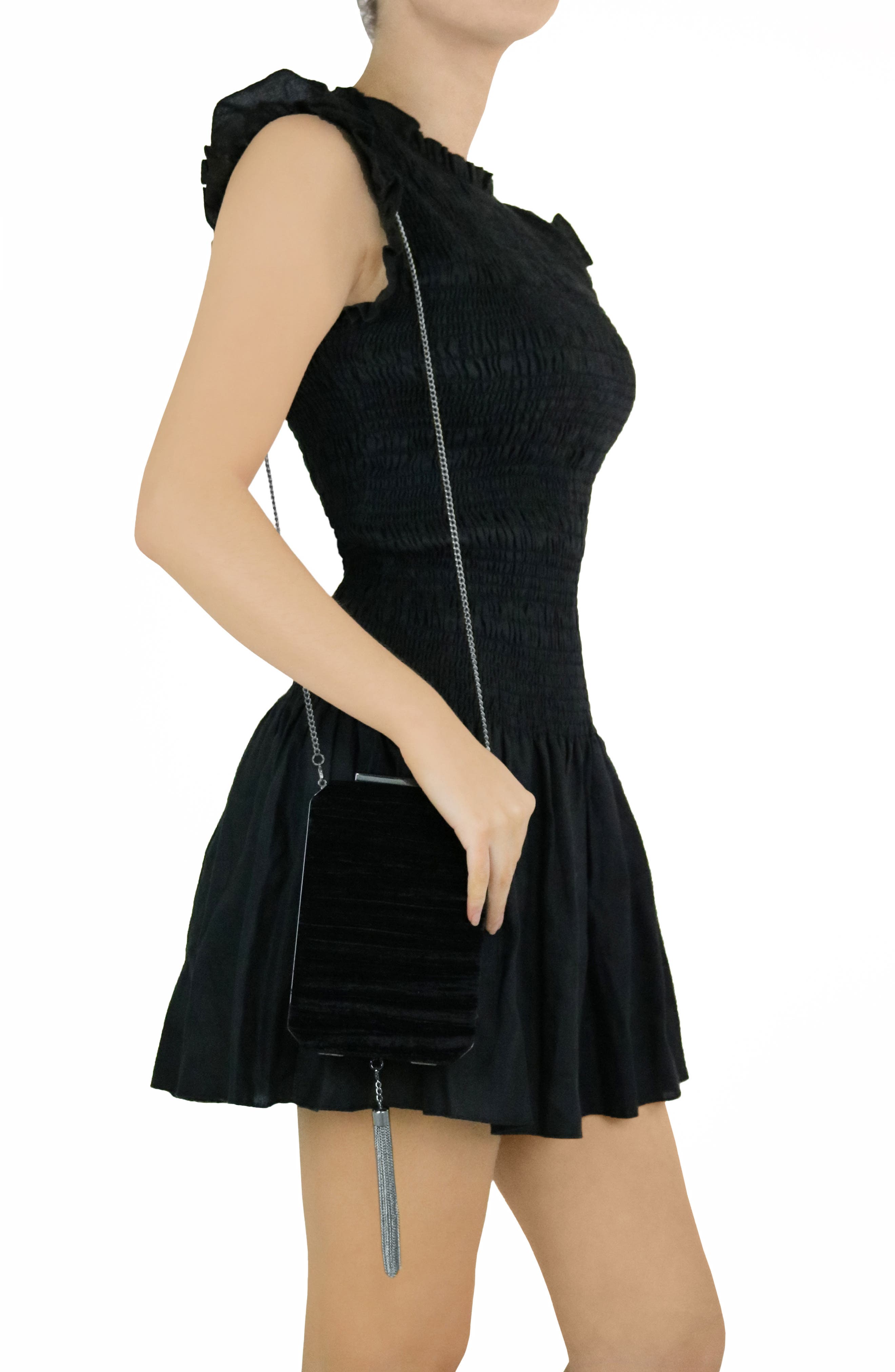 Olga Berg Cassandra Velvet Box Clutch, Alternate, color, 