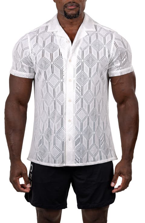 Marthy Knit Short Sleeve Button-Up Shirt