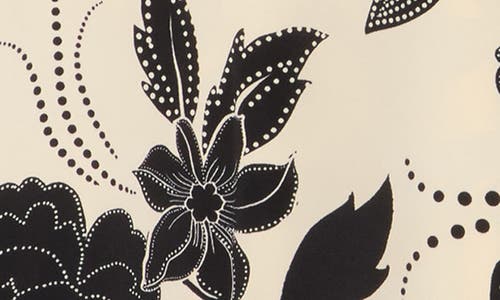 Nicole Miller Floral V-neck Long Sleeve Top In Black