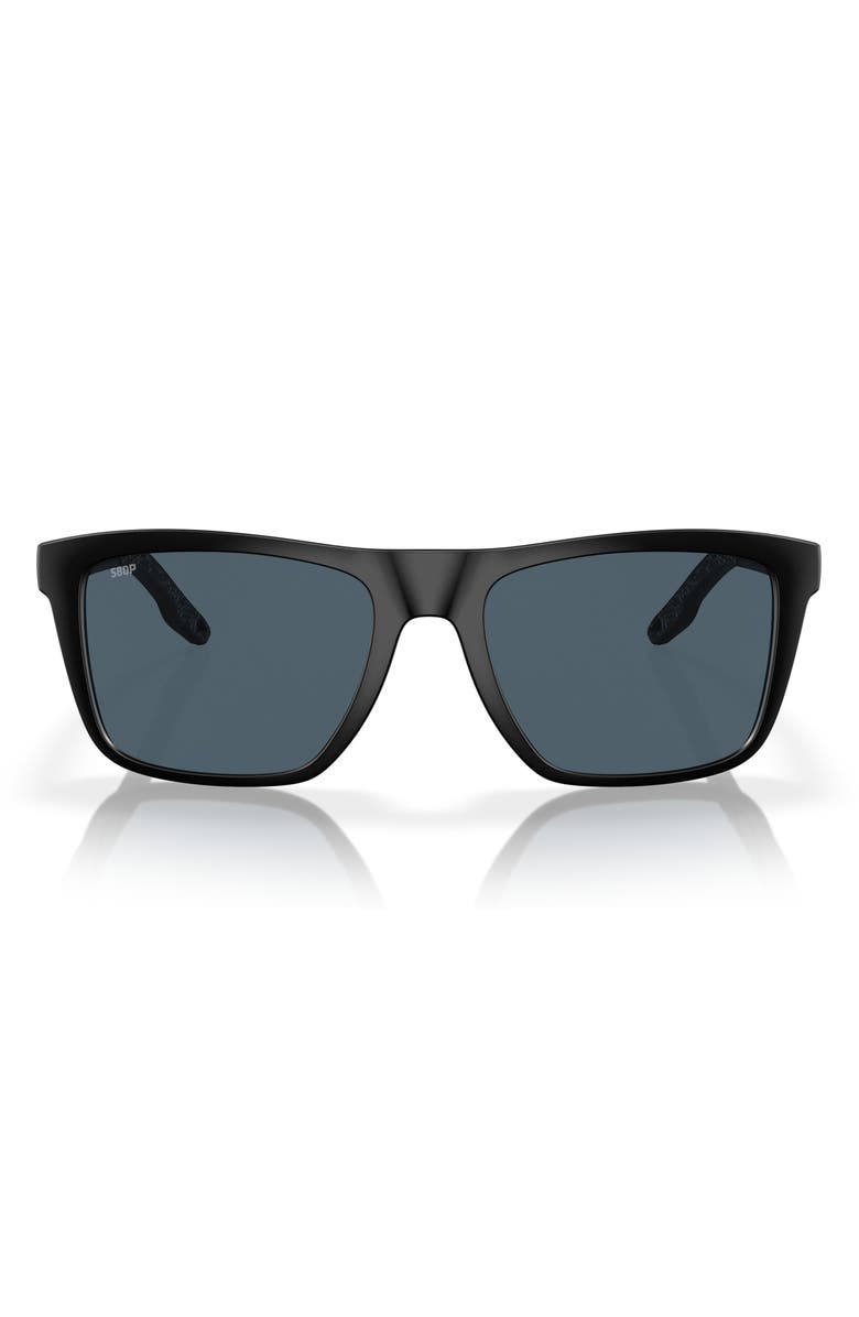 Costa Del Mar 55mm Polarized Rectangular Sunglasses, Main, color, Matte Black/ Gray