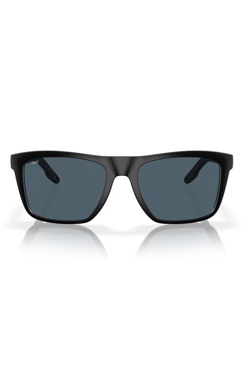 Costa Del Mar 55mm Polarized Rectangular Sunglasses In Matte Black/gray