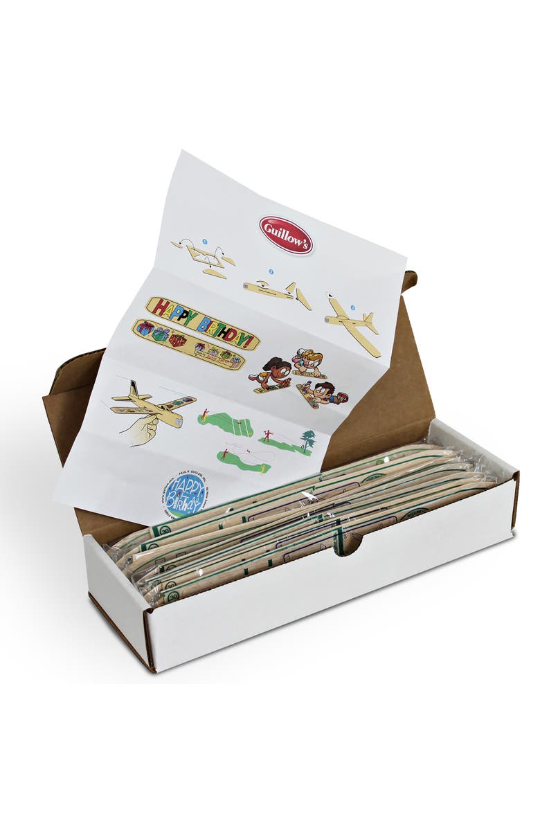 Guillow's 12" Happy Birthday Balsa Glider Planes, 6 Pack, Alternate, color, Beige