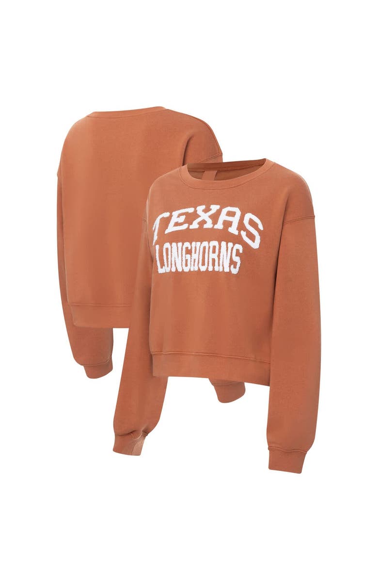 ZOOZATZ Women's ZooZatz Texas Orange Texas Longhorns Chenille Cropped Sweatshirt, Main, color, Burnt Orange