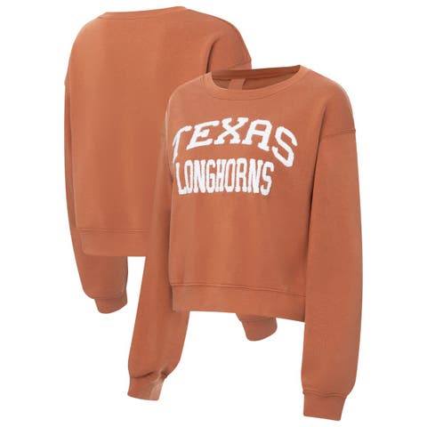 Women's ZooZatz Texas Orange Texas Longhorns Chenille Cropped Sweatshirt