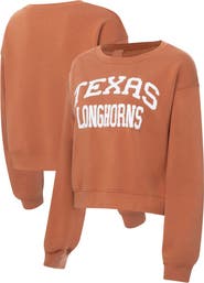 ZOOZATZ Women's ZooZatz Texas Orange Texas Longhorns Chenille Cropped Sweatshirt