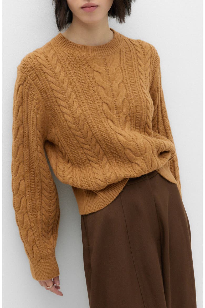 Cable Stitch Sweater, Main, color, CARAMEL BROWN