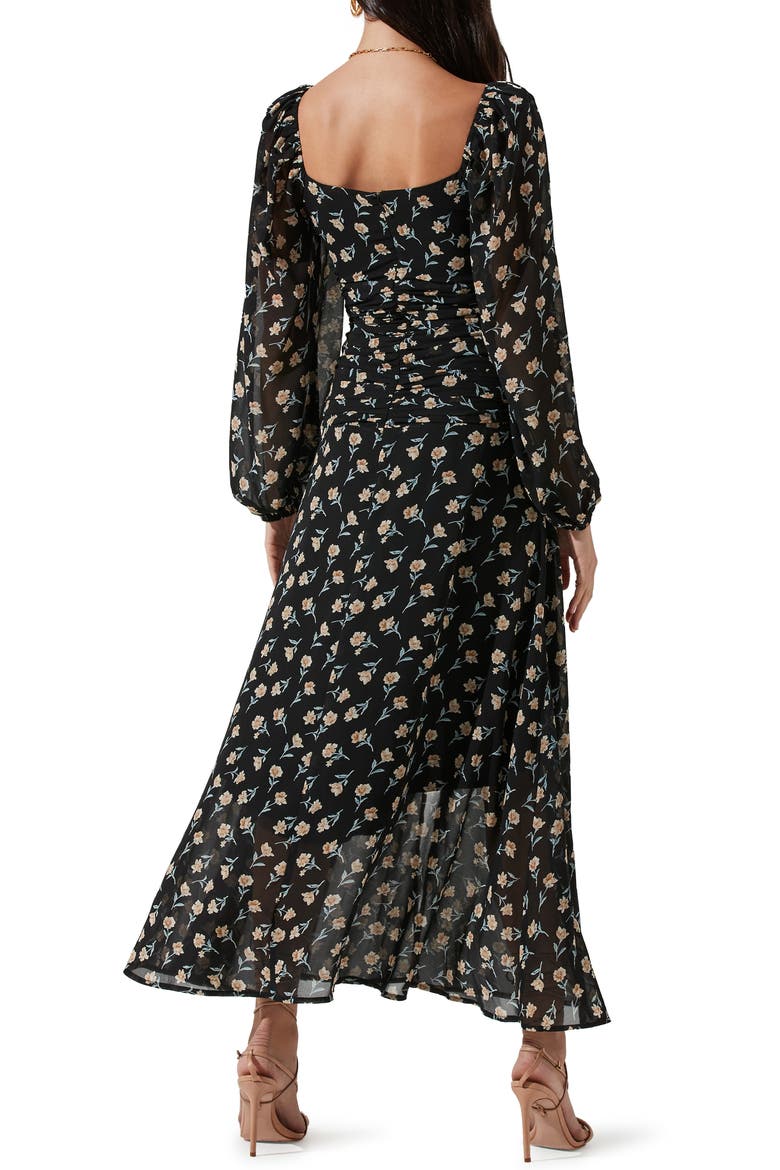 the Label Sweetheart Neck Long Sleeve Midi Dress, Alternate, color, BLACK IVORY FLORAL