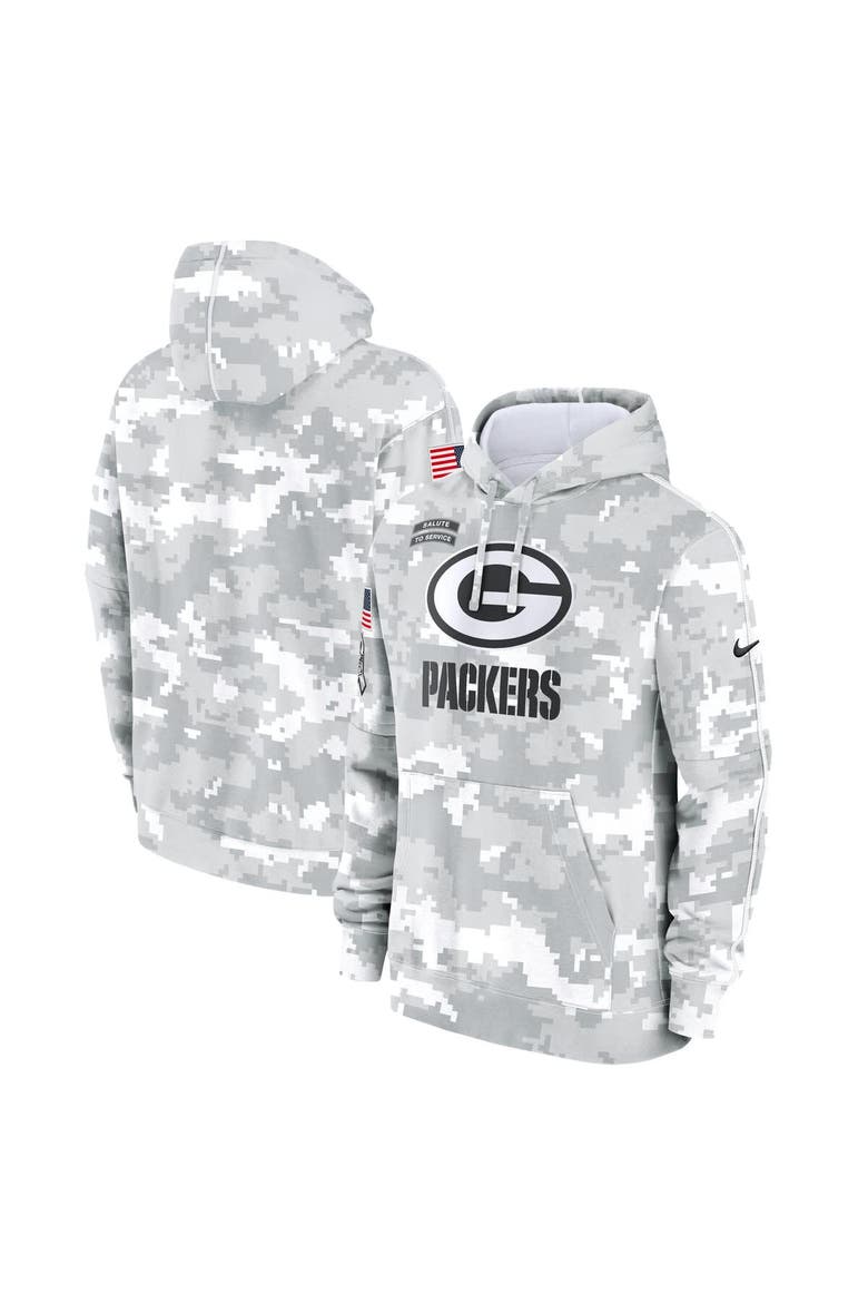 Youth Nike White/Gray Green Bay Packers 2024 Salute To Service Pullover Hoodie, Main, color, White